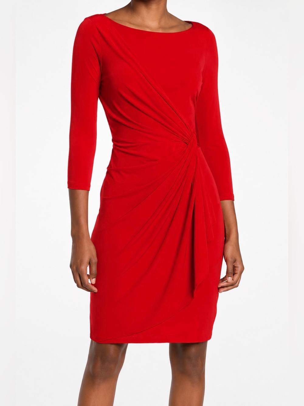 Catherine Malandrino Red Draped Knot Midi Dress M